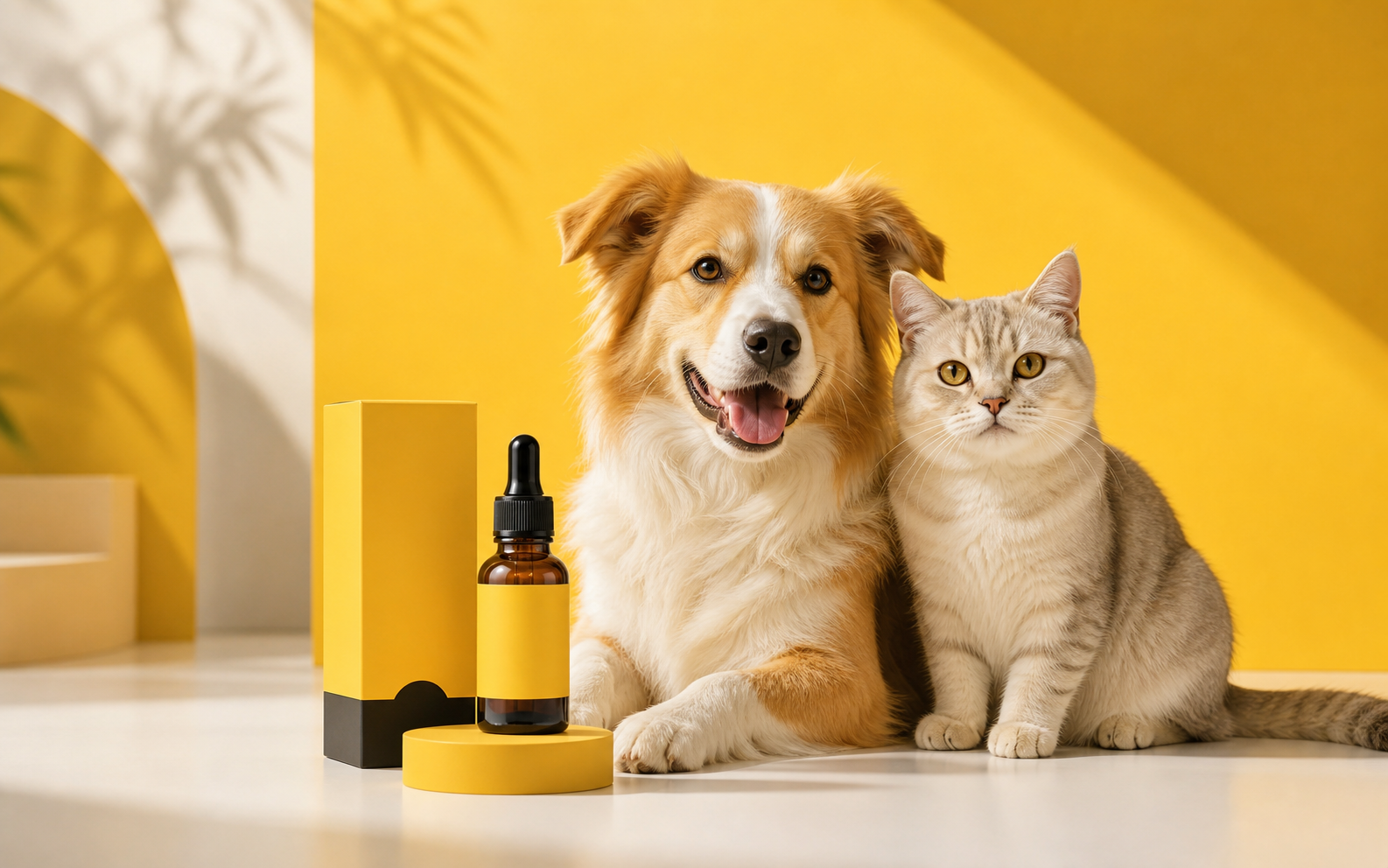 FUNFFY GutCare+ premium pet wellness visual with a dog and cat